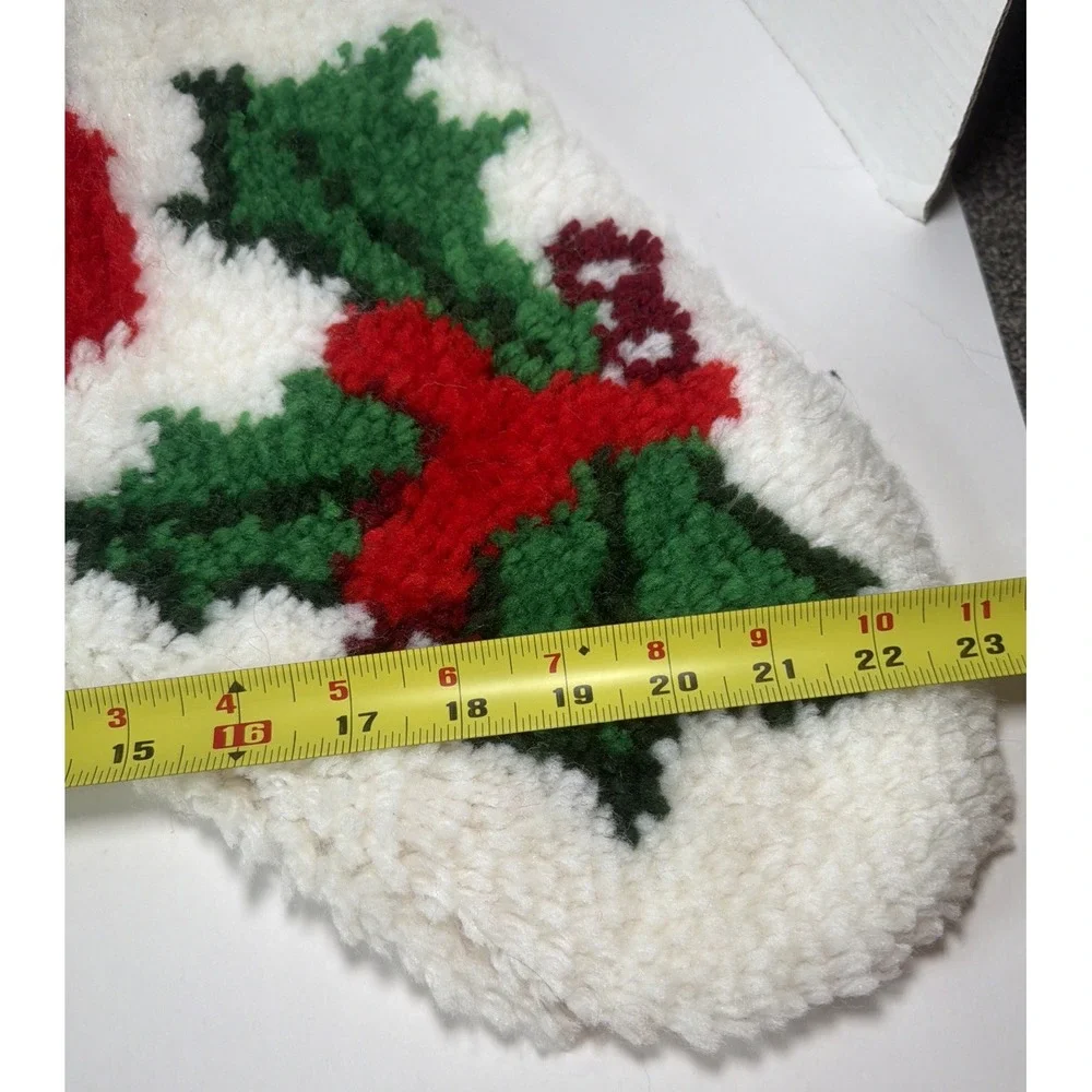 Vintage Handmade Latch Hook Rug Christmas Stocking